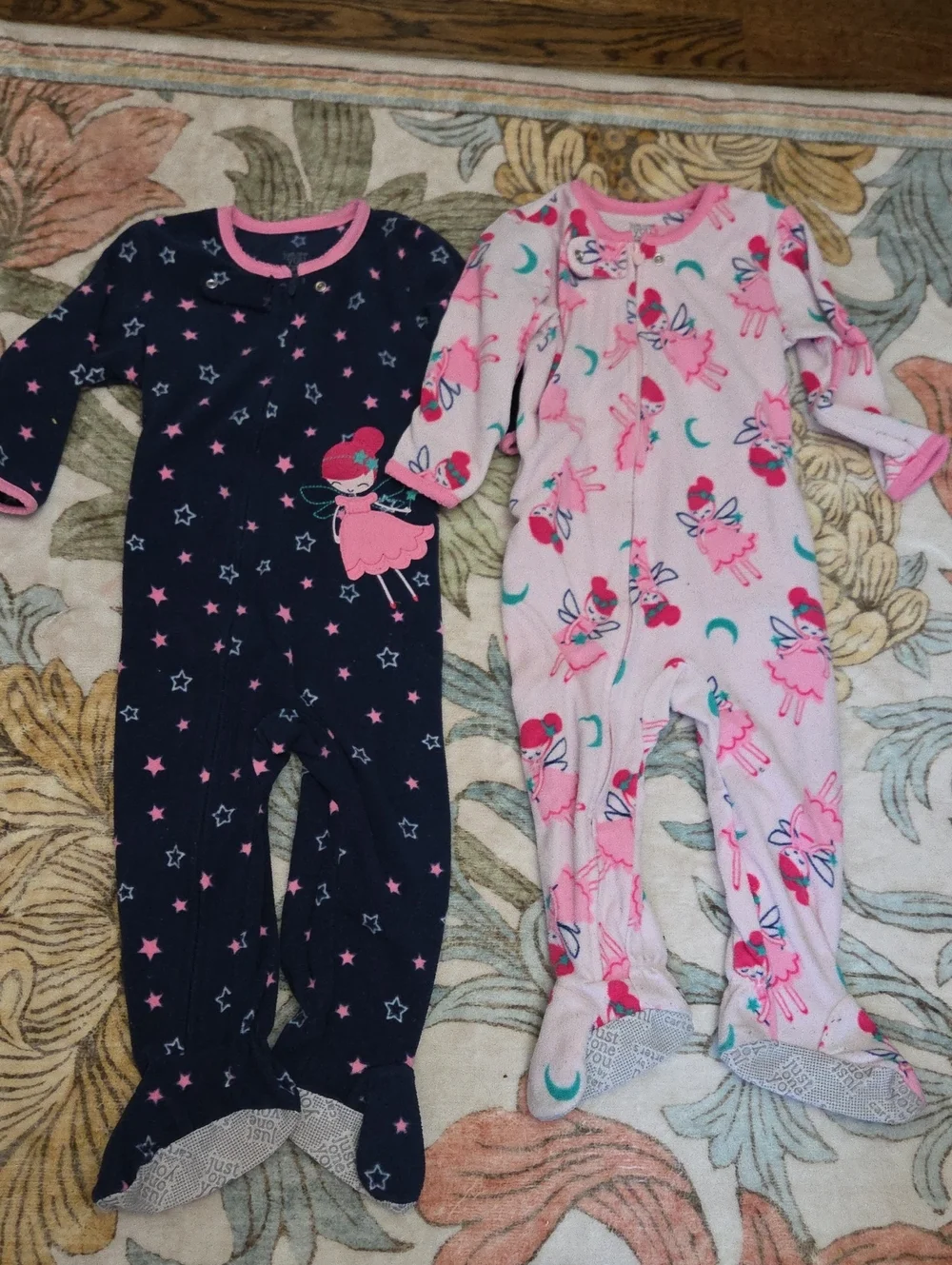 Carter's Pink and Navy Ballerina Footed One-Piece Pajamas